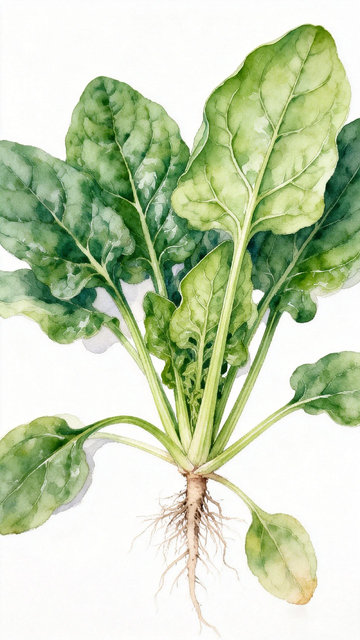 水彩画菠菜植物插画
