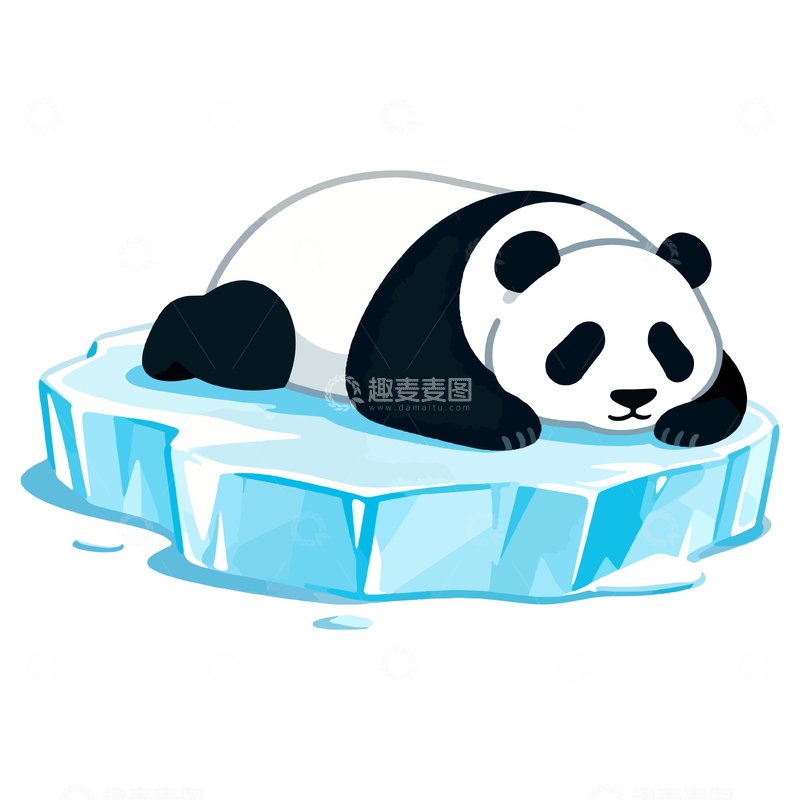 源文件下载【趣麦麦图】卡通熊猫冰块图案