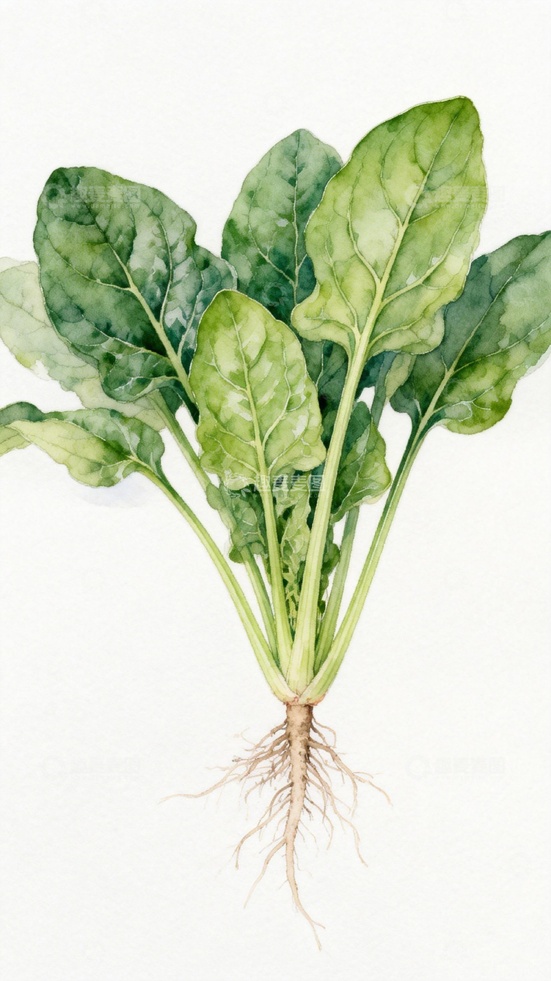 高清大图下载【趣麦麦图】水彩菠菜手绘插画设计素材