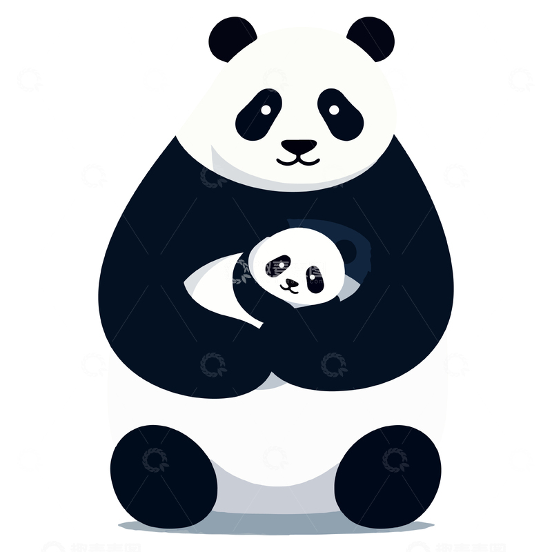 源文件下载【趣麦麦图】卡通熊猫母子温馨插画