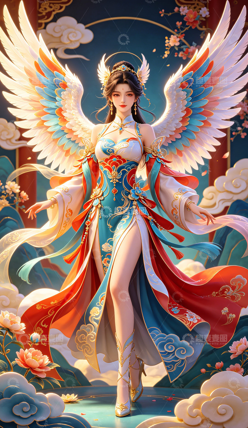 高清大图下载【趣麦麦图】神话仙女华丽服饰插画装饰画