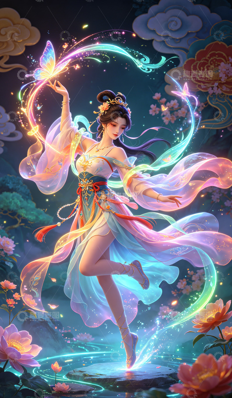高清大图下载【趣麦麦图】古风仙女梦幻插画装饰画