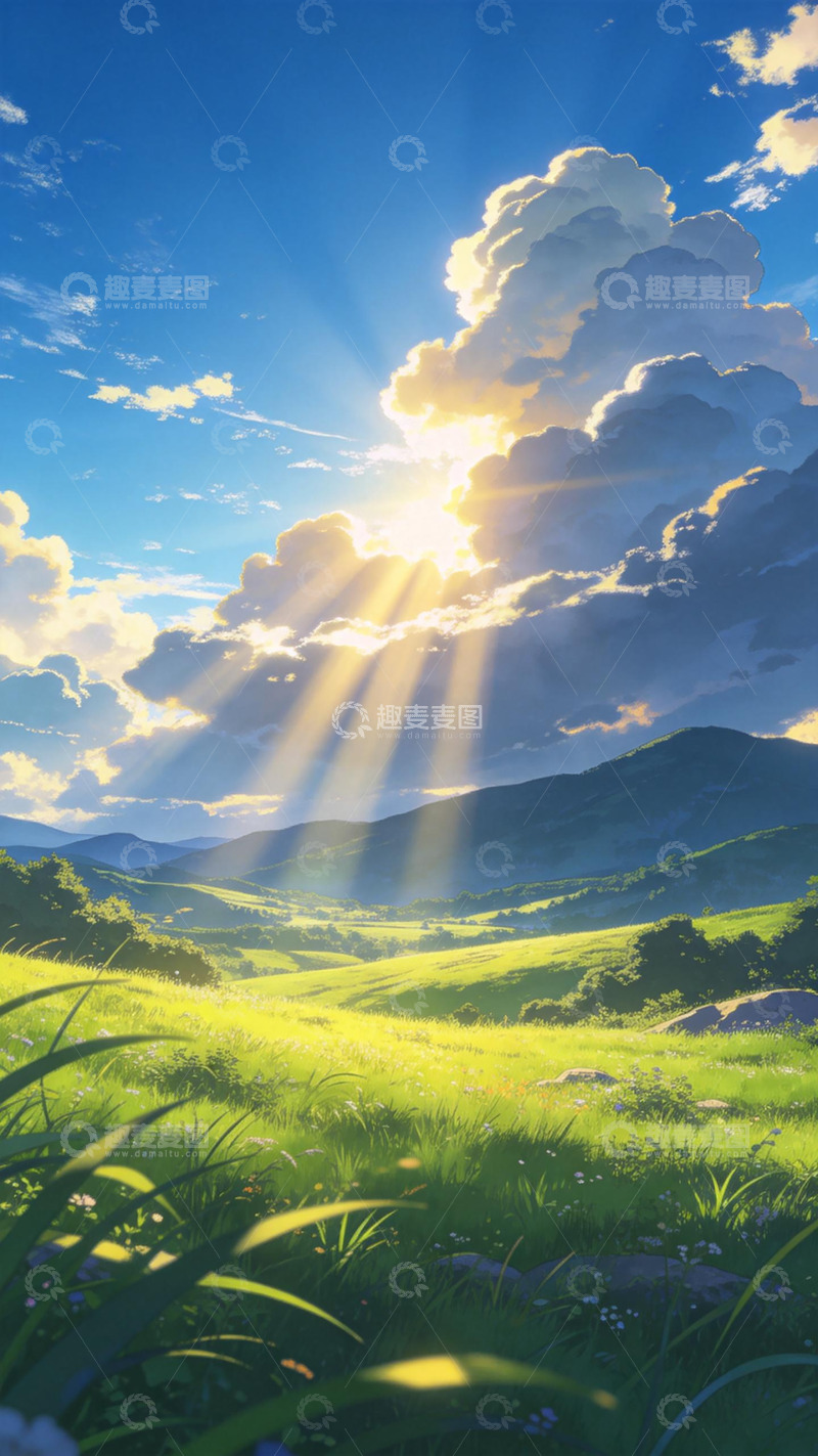 高清大图下载【趣麦麦图】-动漫风光田园日落美景