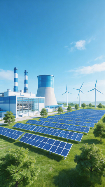 绿色能源发电站全景图