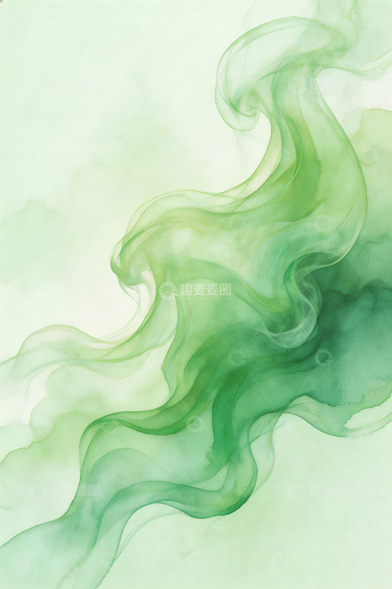 高清大图下载【趣麦麦图】水墨绿烟流动艺术图案