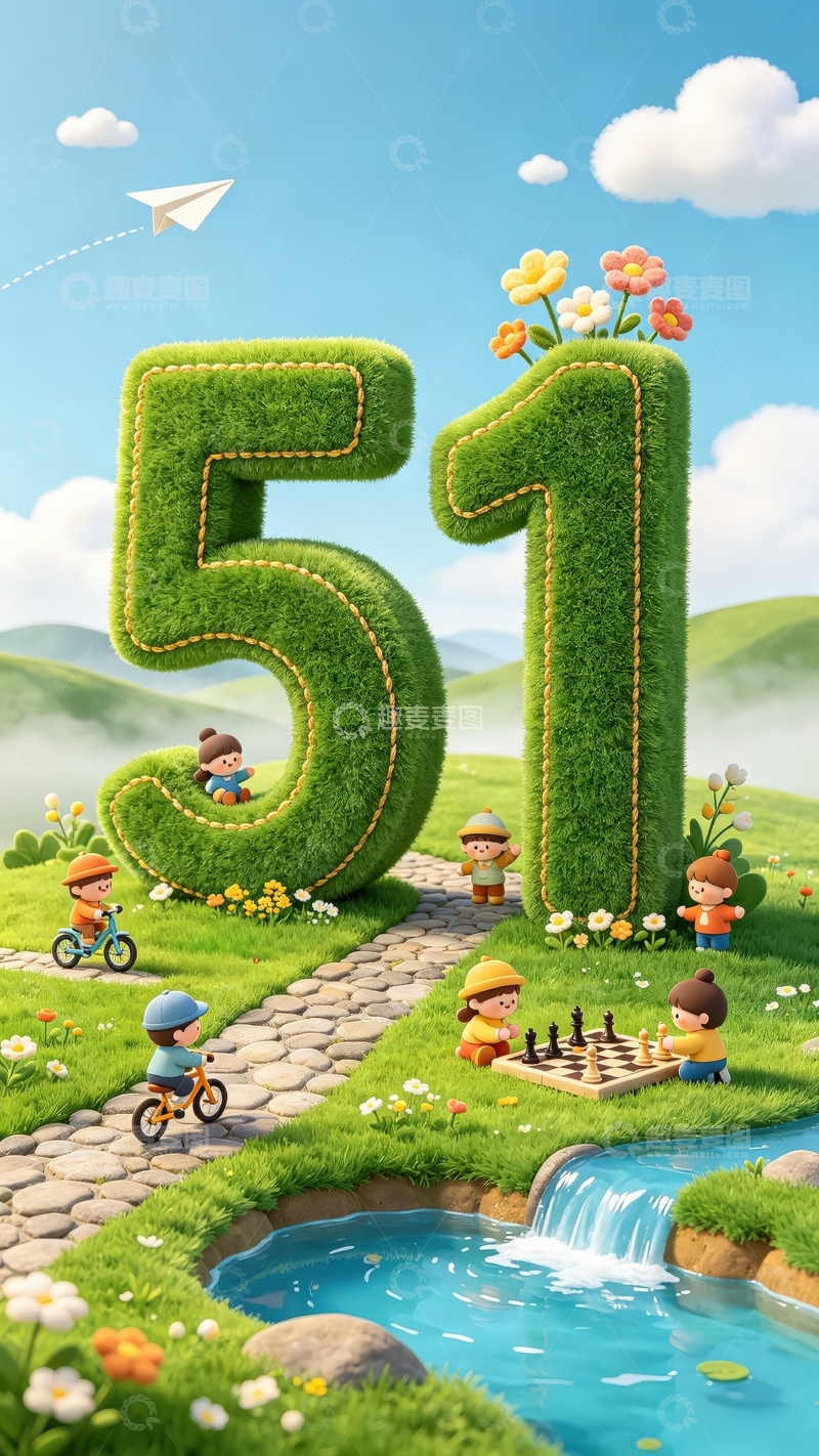 高清大图下载【趣麦麦图】五一节日欢庆海报-04