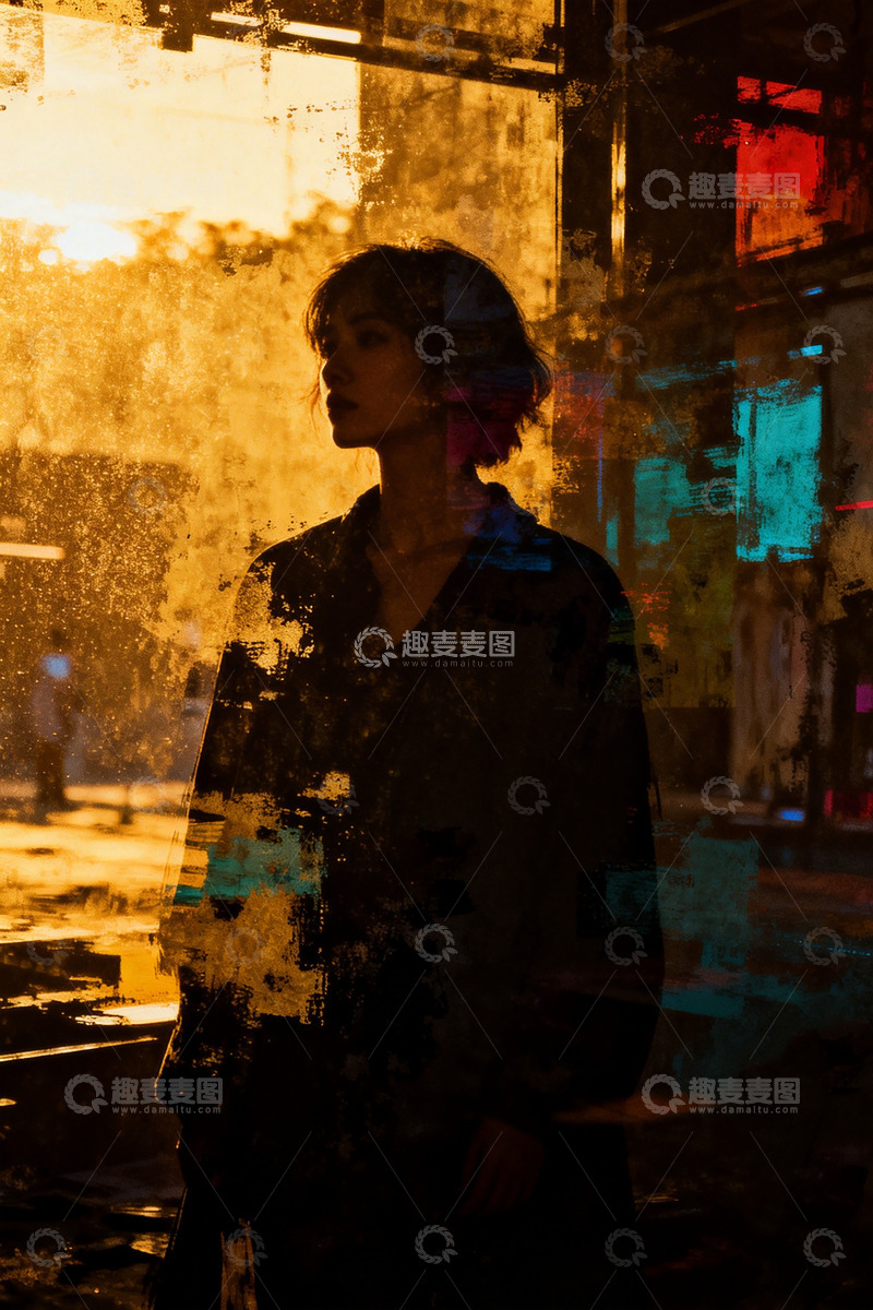 高清大图下载【趣麦麦图】都市夜景光影艺术人像