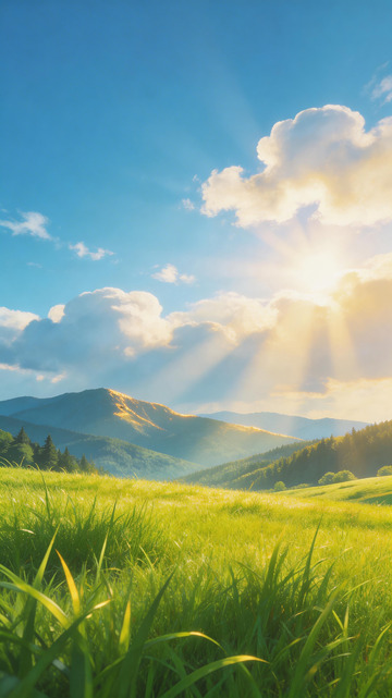 阳光山谷美景自然风光摄影