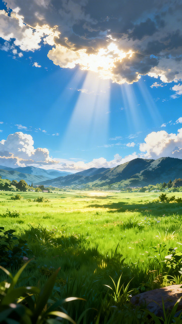 田园风光阳光草地美景