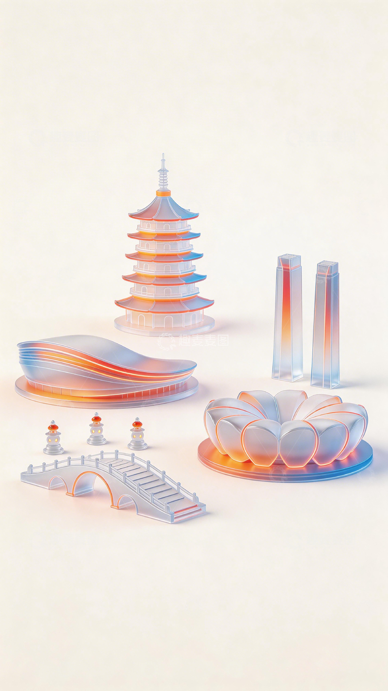 高清大图下载【趣麦麦图】现代艺术风格建筑模型设计素材