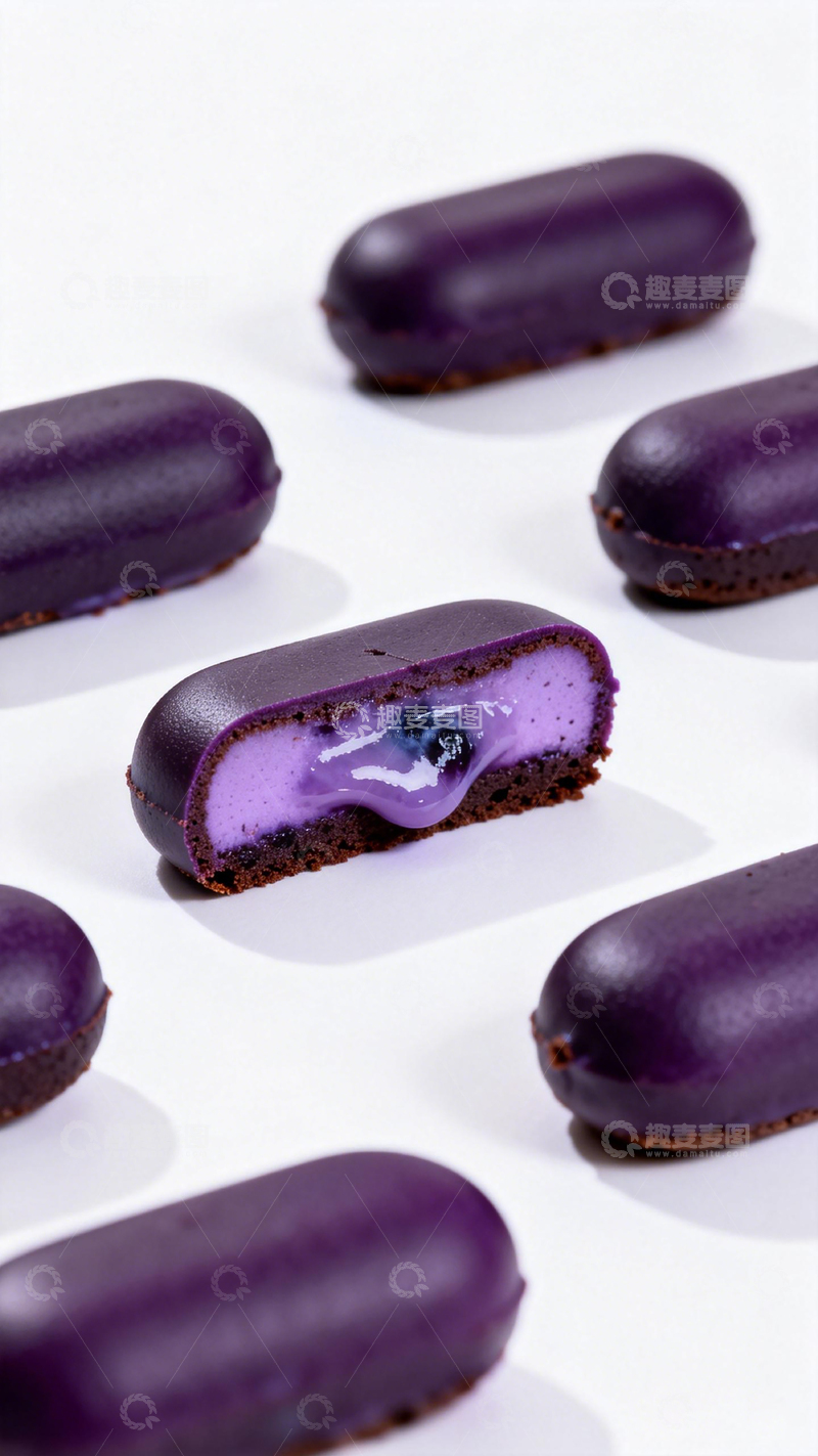 高清大图下载【趣麦麦图】紫色马卡龙甜点美食摄影