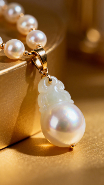 珍珠玉佩珠宝特写