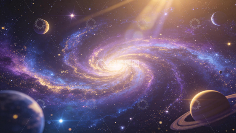 高清大图下载【趣麦麦图】梦幻星系宇宙科幻插画