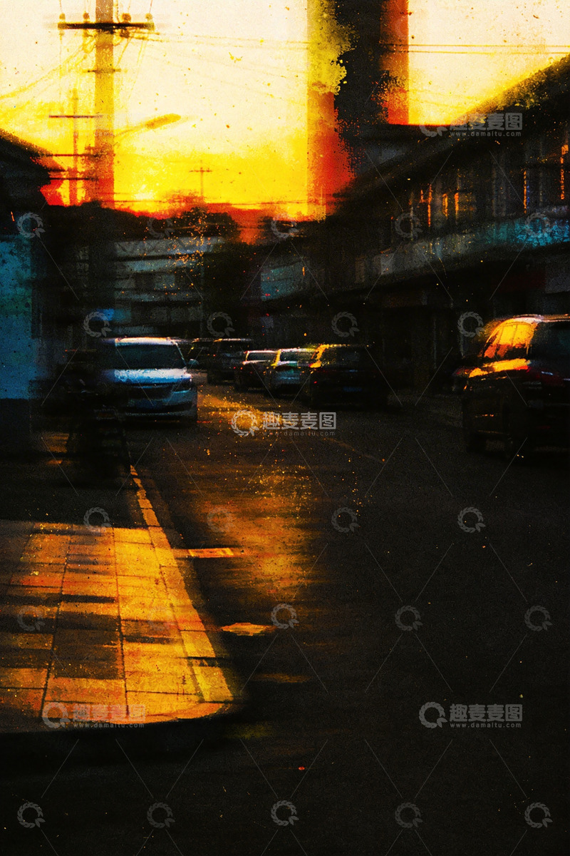 高清大图下载【趣麦麦图】复古街景黄昏光影艺术摄影