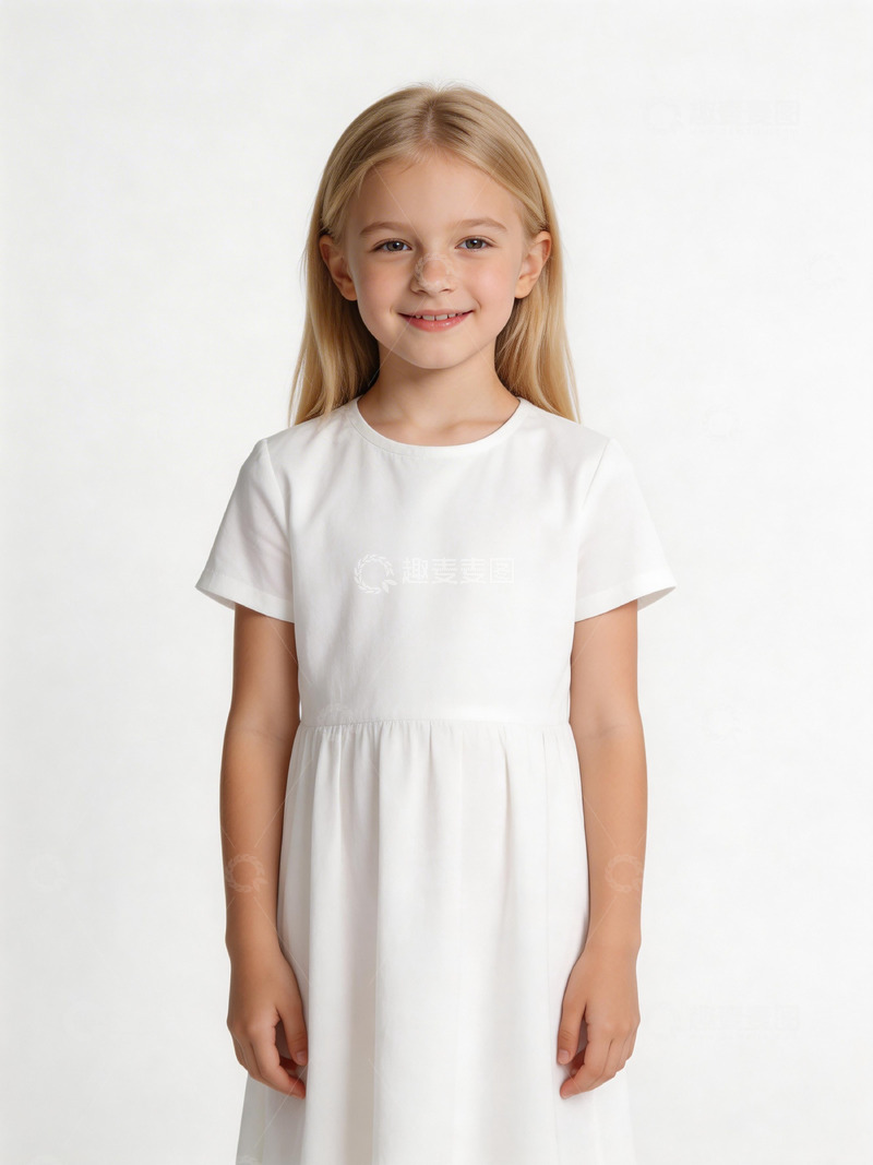 高清大图下载【趣麦麦图】简约白色女童连衣裙写真