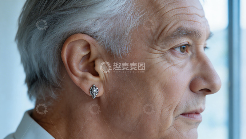 高清大图下载【趣麦麦图】银发耳饰侧脸人像摄影