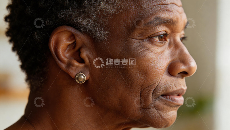 高清大图下载【趣麦麦图】岁月沉淀的女性侧脸特写