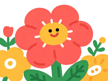 卡通花朵插画设计素材