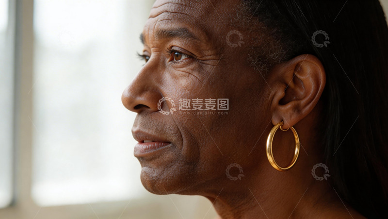 高清大图下载【趣麦麦图】成熟女性侧脸肖像摄影