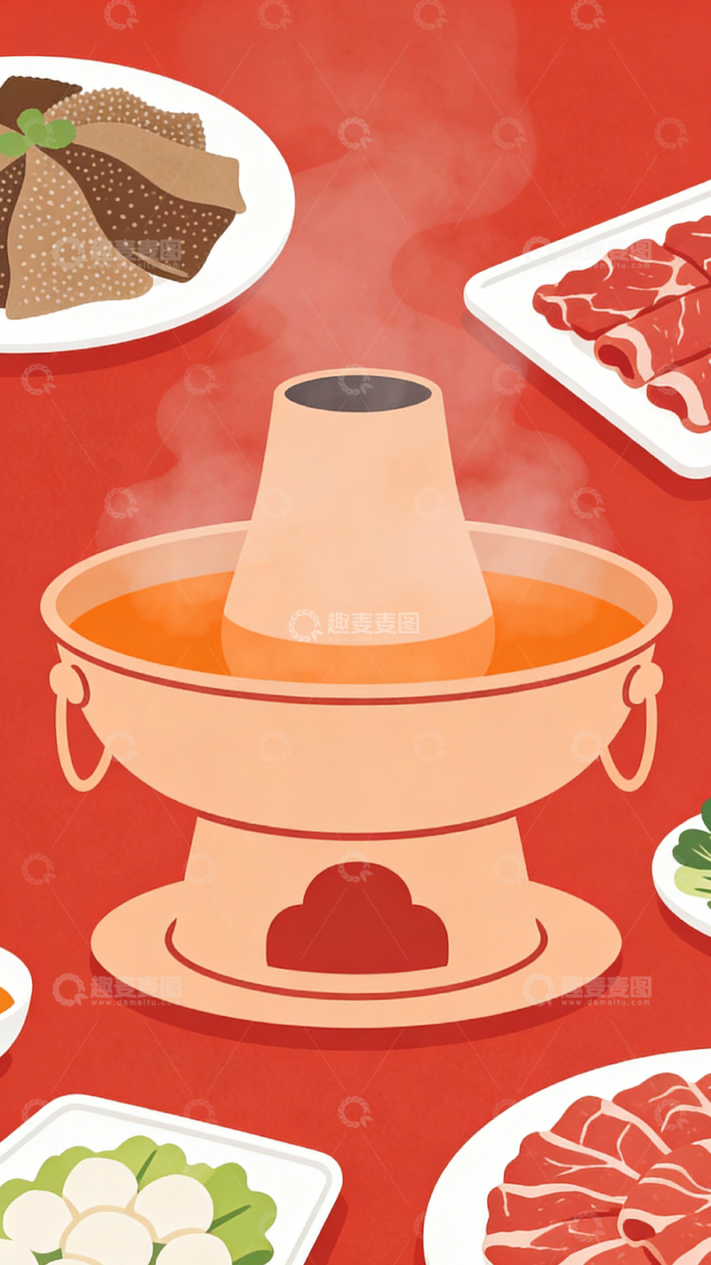 高清大图下载【趣麦麦图】火锅美食插画设计