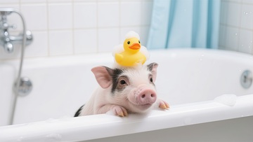 可爱小猪洗澡小黄鸭