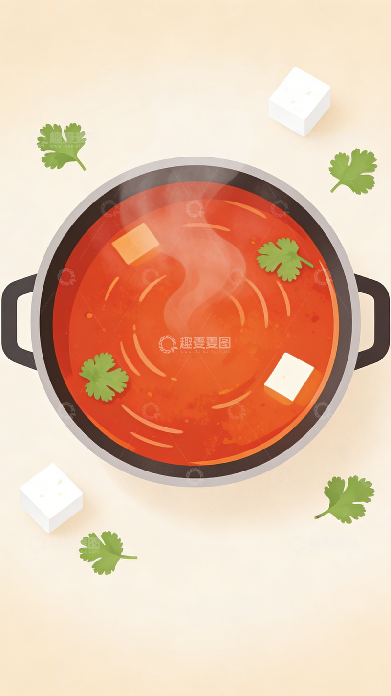 高清大图下载【趣麦麦图】火锅美食插画