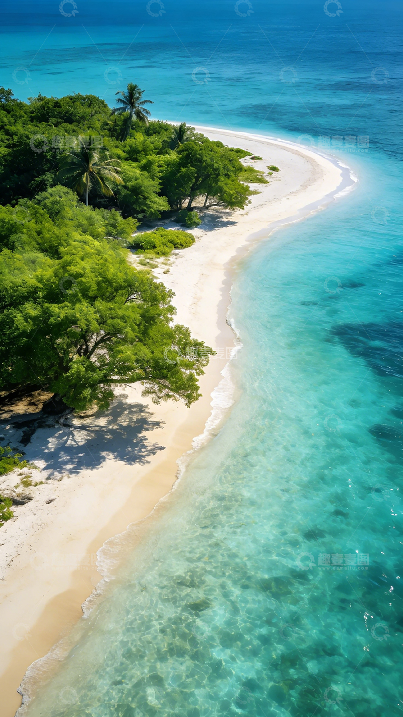 高清大图下载【趣麦麦图】热带海岛沙滩风光航拍图