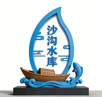 帆船造型沙沟水库指示牌