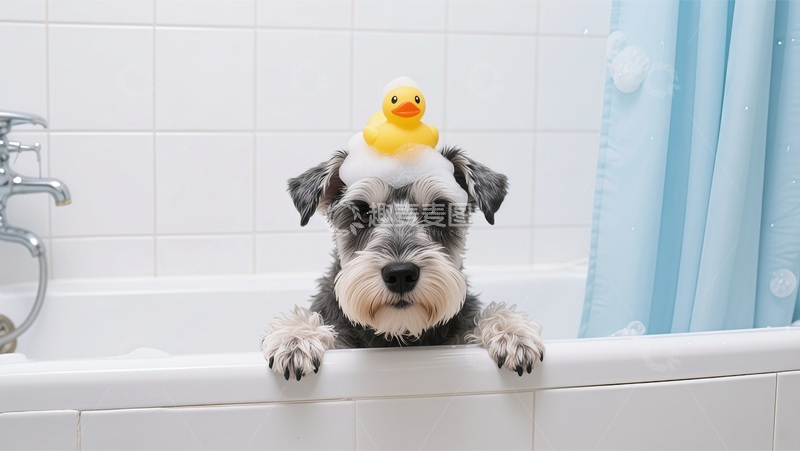 高清大图下载【趣麦麦图】-可爱宠物狗洗澡趣照