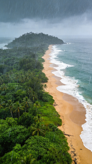 雨中海滩热带风光