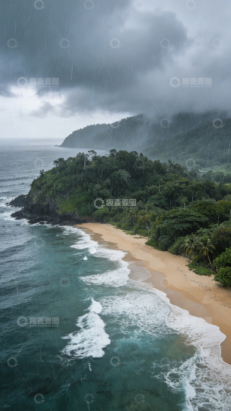 高清大图下载【趣麦麦图】热带小岛风光阴天航拍