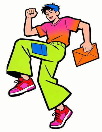 糖果色扁平插画男生1