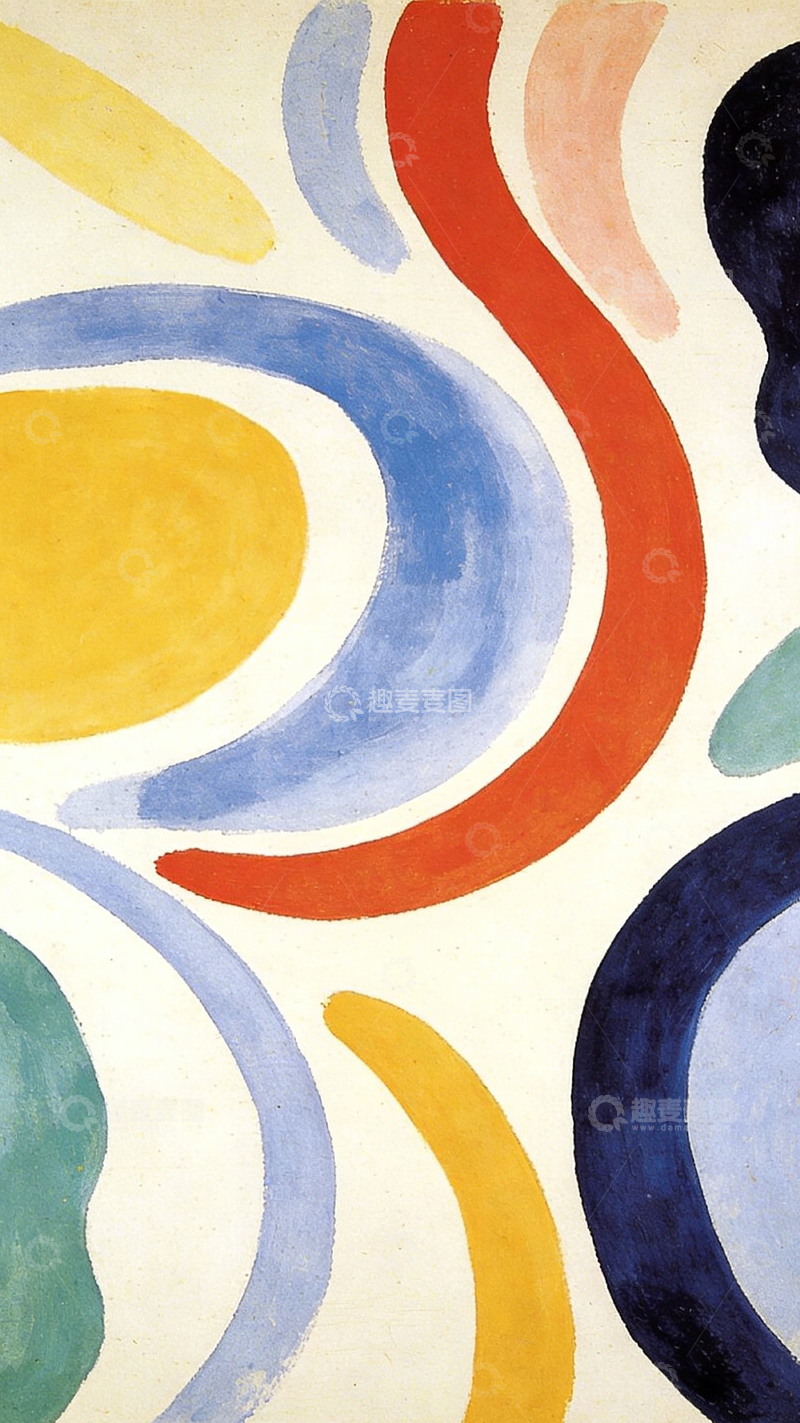 高清大图下载【趣麦麦图】抽象色彩曲线艺术装饰画