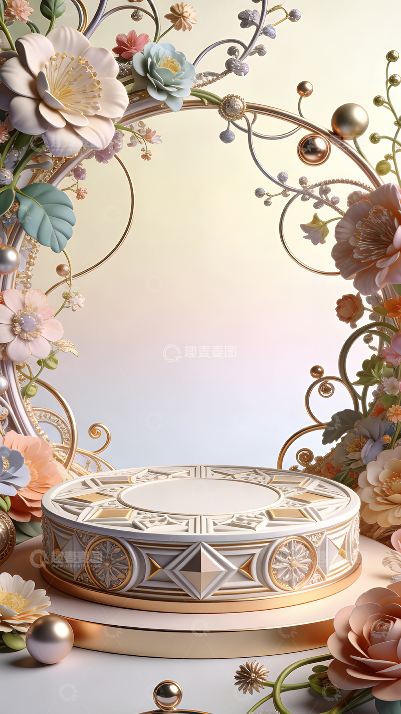 高清大图下载【趣麦麦图】华丽花卉装饰礼盒设计图