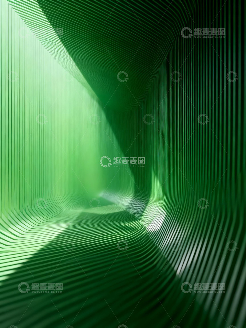 高清大图下载【趣麦麦图】绿线构型光影隧道
