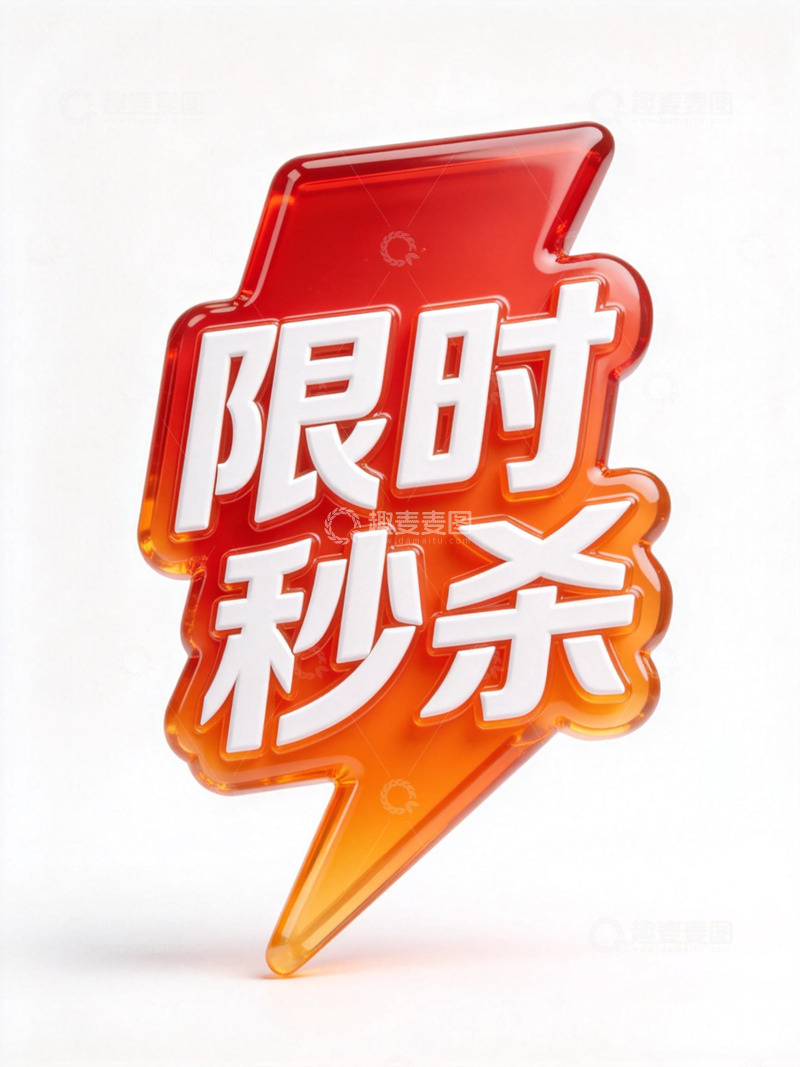 高清大图下载【趣麦麦图】红橙渐变限时秒杀促销牌