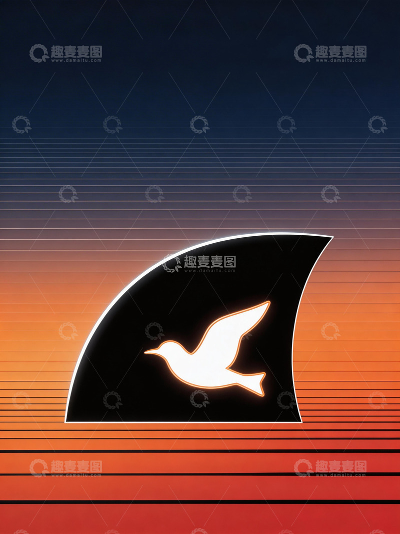 高清大图下载【趣麦麦图】抽象风格鸟形标志设计