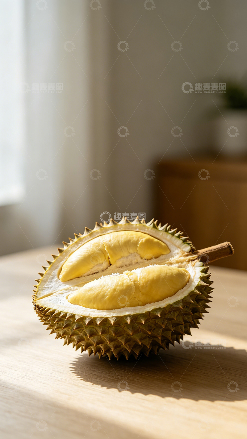 高清大图下载【趣麦麦图】阳光下的榴莲特写