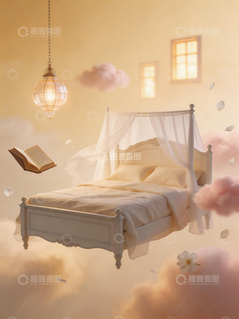 高清大图下载【趣麦麦图】梦幻卧室悬浮场景