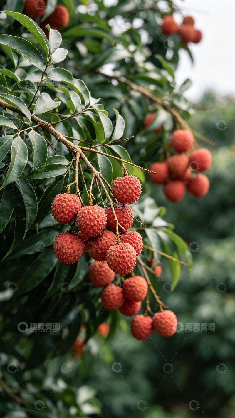 高清大图下载【趣麦麦图】荔枝园丰收季红果满枝