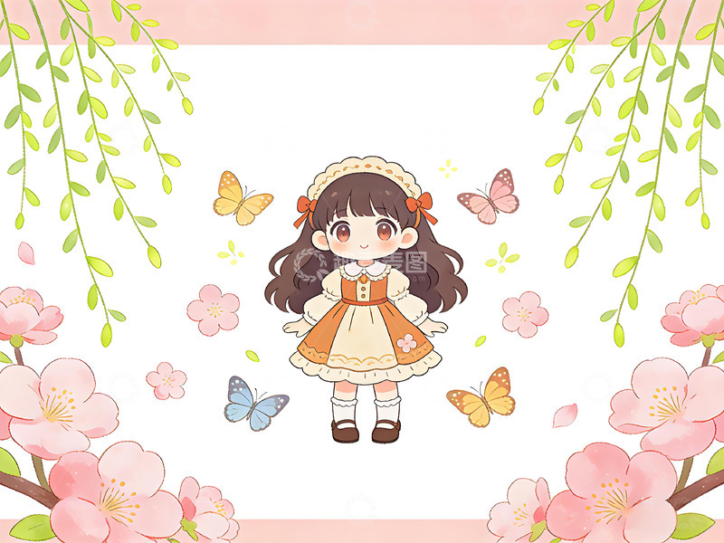 高清大图下载【趣麦麦图】春日少女插画素材