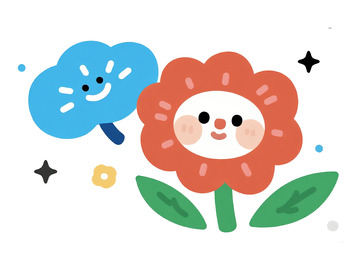 卡通风花朵插画设计元素