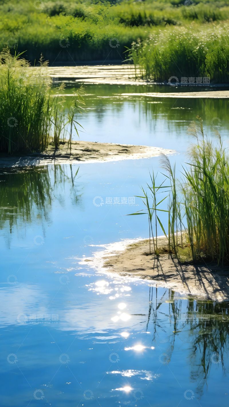 高清大图下载【趣麦麦图】湿地风光水映草