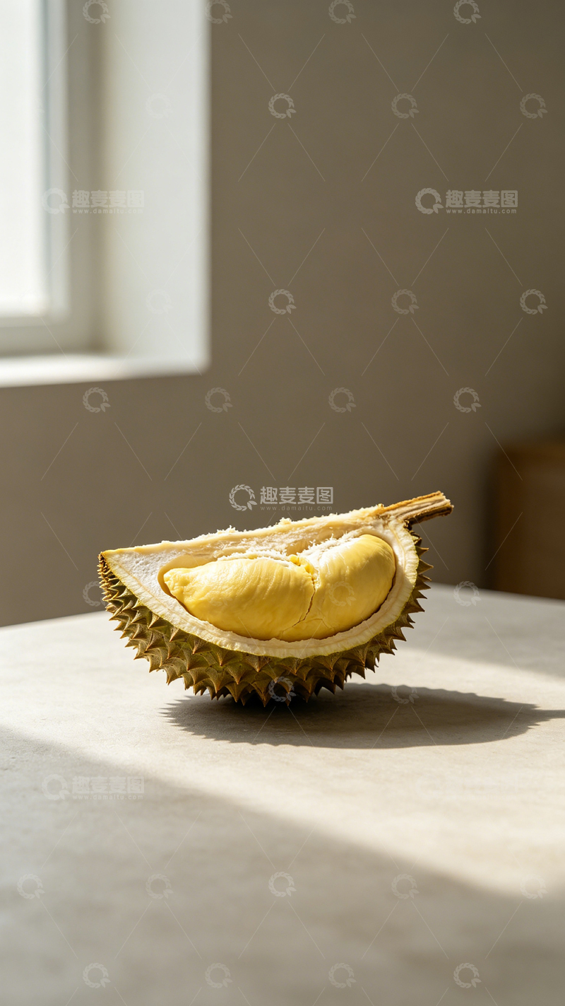 高清大图下载【趣麦麦图】阳光下的榴莲特写