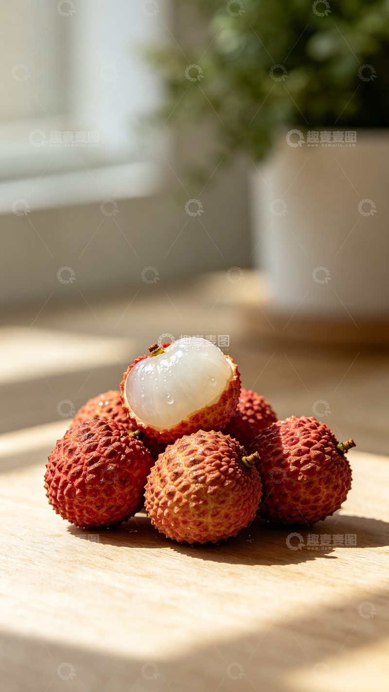 高清大图下载【趣麦麦图】阳光下的荔枝新鲜美味