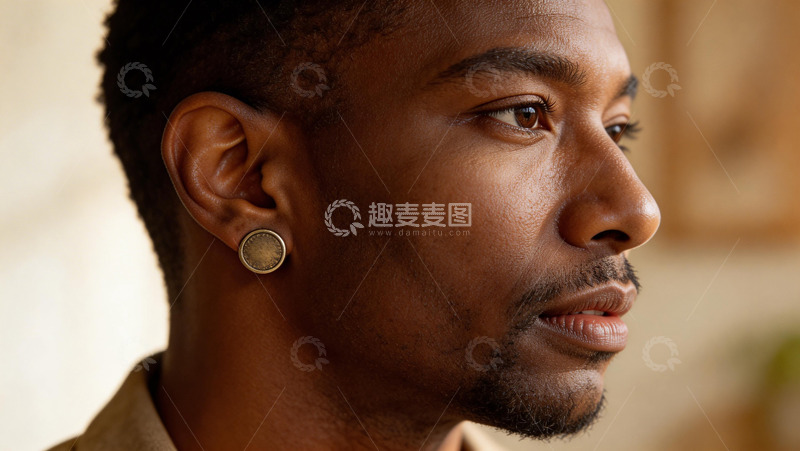 高清大图下载【趣麦麦图】男性侧面肖像特写摄影素材