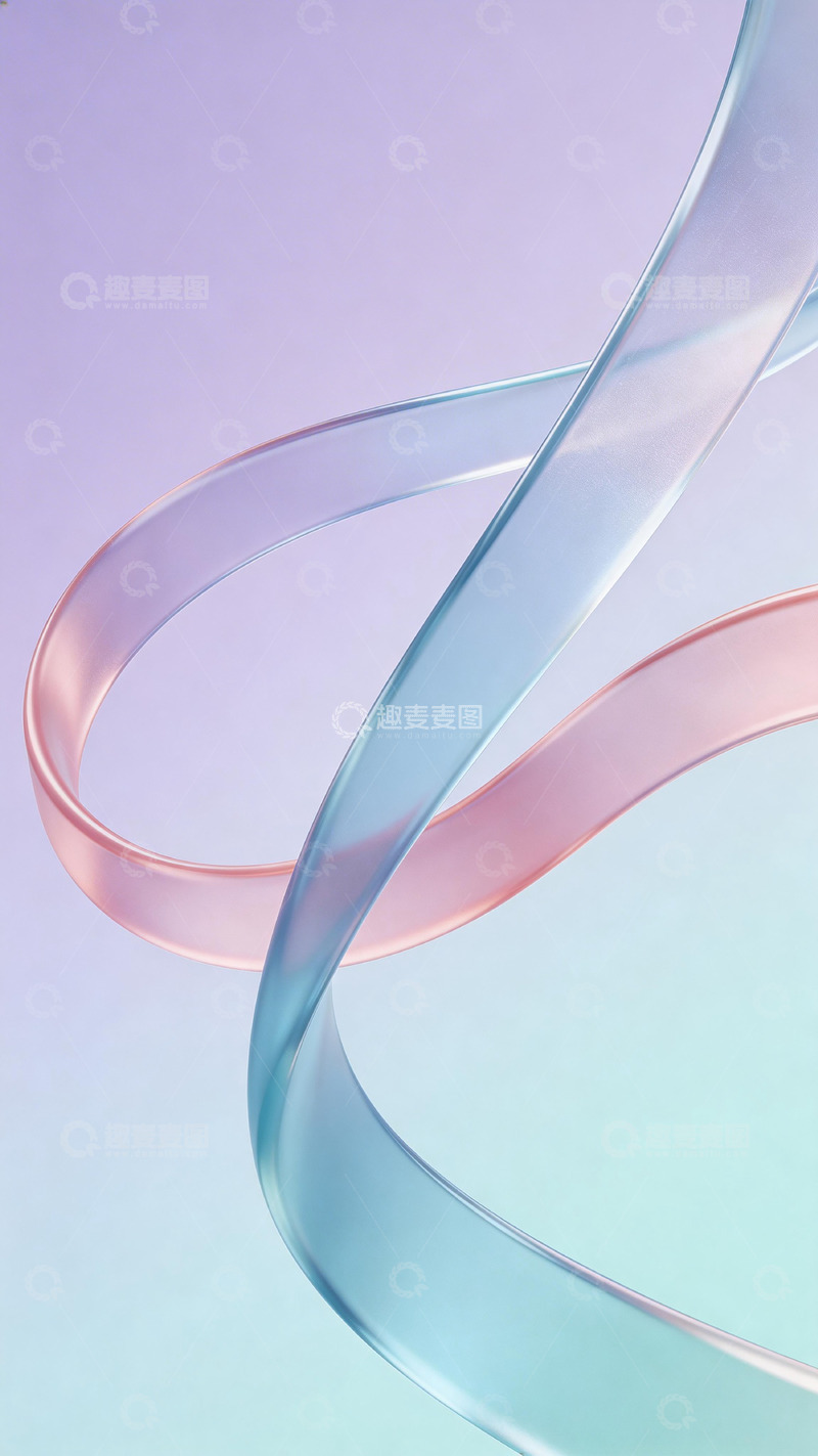 高清大图下载【趣麦麦图】玻璃丝带梦幻渐变背景图