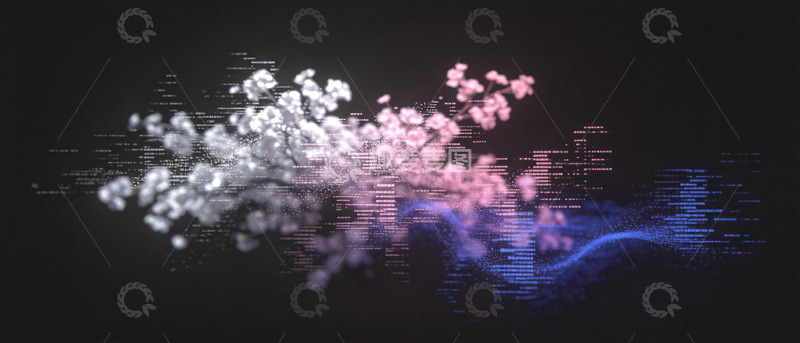 高清大图下载【趣麦麦图】科技感樱花数字艺术