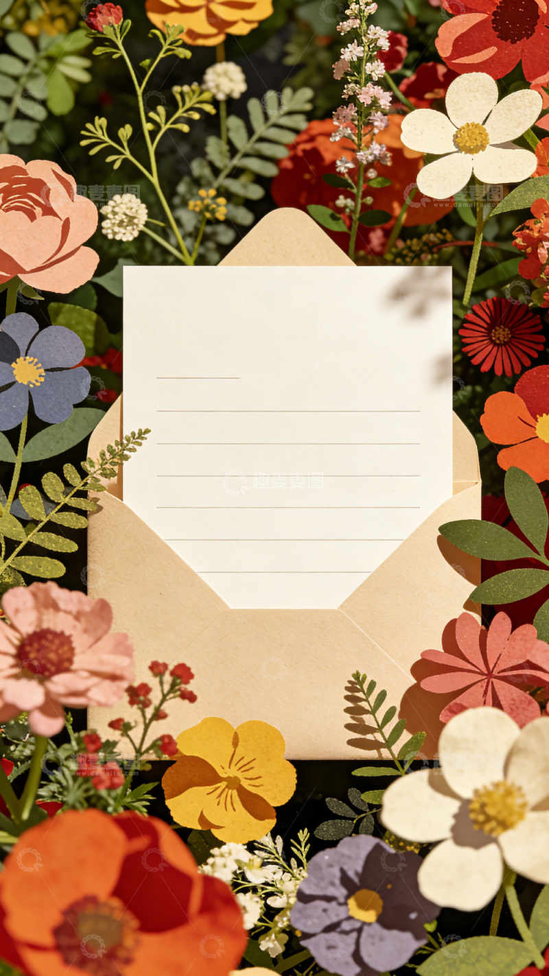 高清大图下载【趣麦麦图】春日花卉信封设计图