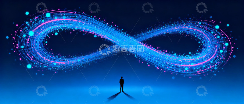 高清大图下载【趣麦麦图】科幻风无穷符号与人物剪影